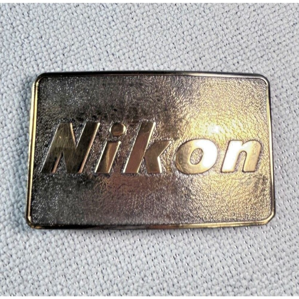Nikon Vintage Brass Belt Buckle Indiangiver Co Manufactured For Nikon Inc 80's